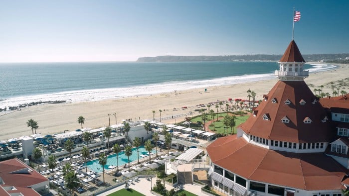 Best Hotels in San Diego - hotel_del_coronado_turret_beach_pool